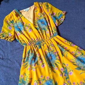 Yellow Madewell Sweetgrass Ruffle Sleeve Dress Size 0